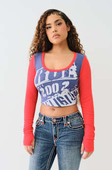 COLORBLOCK RIBBED SCOOP NECK TEE, image 2