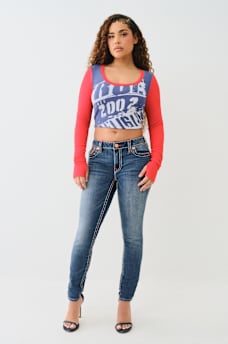 COLORBLOCK RIBBED SCOOP NECK TEE, image 3