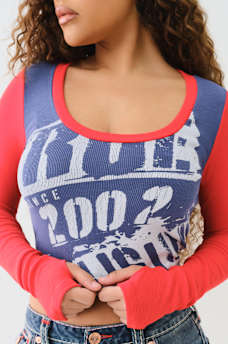 COLORBLOCK RIBBED SCOOP NECK TEE, image 4