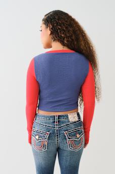 COLORBLOCK RIBBED SCOOP NECK TEE, image 5