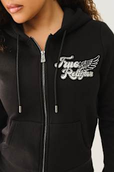 CLASSIC WINGED CRYSTAL ZIP HOODIE , image 2