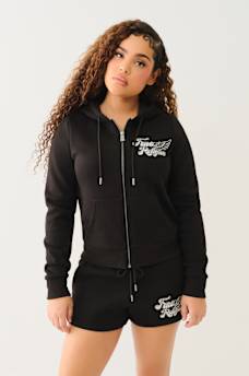 CLASSIC WINGED CRYSTAL ZIP HOODIE , image 3