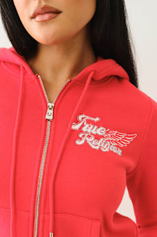 CLASSIC WINGED CRYSTAL ZIP HOODIE , image 6