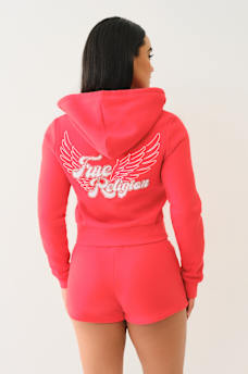 CLASSIC WINGED CRYSTAL ZIP HOODIE , image 8