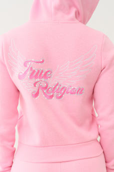 CLASSIC WINGED CRYSTAL ZIP HOODIE , image 3