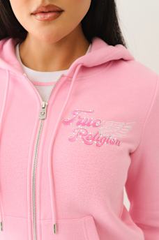 CLASSIC WINGED CRYSTAL ZIP HOODIE , image 4