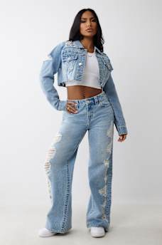 SUPER DISTRESSED CROP DENIM JACKET, image 3