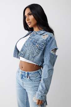 SUPER DISTRESSED CROP DENIM JACKET, image 4