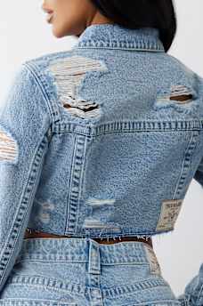 SUPER DISTRESSED CROP DENIM JACKET, image 5