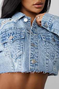 SUPER DISTRESSED CROP DENIM JACKET, image 6
