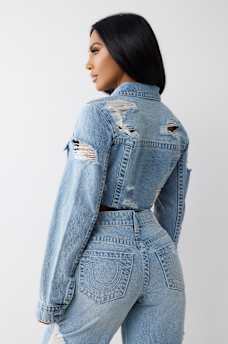 SUPER DISTRESSED CROP DENIM JACKET, image 8
