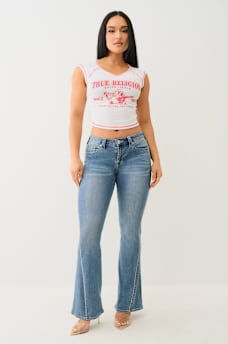 JOEY CRYSTAL MID RISE FLARE JEAN, image 2