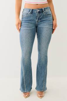 JOEY CRYSTAL MID RISE FLARE JEAN, image 1