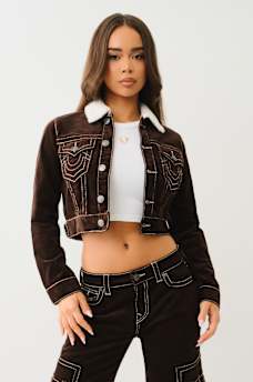 CORDUROY BIG T CROP JACKET, image 1
