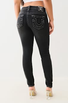 JENNIE BLACK TERRY MID RISE CURVY SKINNY PANT, image 3