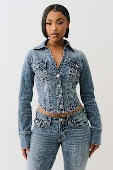 LONG SLEEVE DENIM SHIRT, image 1