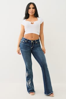 JOEY BUTTERFLY LOW RISE BIG T FLARE JEAN, image 2