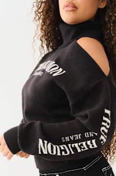 TURTLENECK COLD SHOULDER SWEATER, image 4