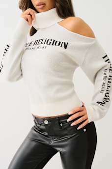 TURTLENECK COLD SHOULDER SWEATER, image 3