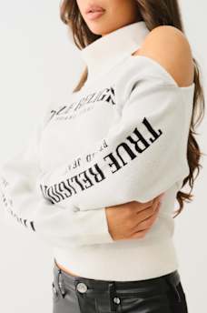 TURTLENECK COLD SHOULDER SWEATER, image 4