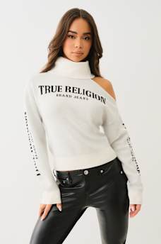 TURTLENECK COLD SHOULDER SWEATER, image 1
