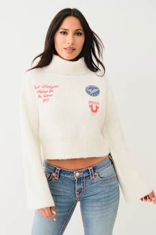 PATCH EMBROIDERY TURTLENECK SWEATER, image 1