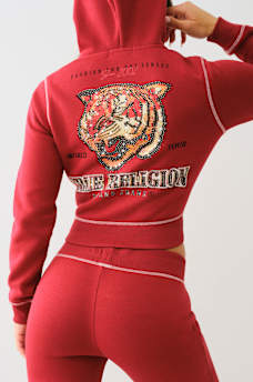 CRYSTAL TIGER ZIP HOODIE, image 5
