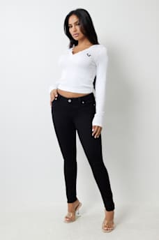 SEAMLESS RIBBED CROP HENLEY TEE, image 4