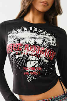CRYSTAL GRAPHIC RUCHED TEE, image 1