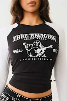 RUCHED LONG SLEEVE BASEBALL TEE, image 3