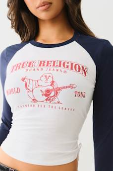 RUCHED LONG SLEEVE BASEBALL TEE, image 3