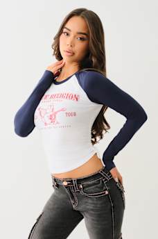 RUCHED LONG SLEEVE BASEBALL TEE, image 5