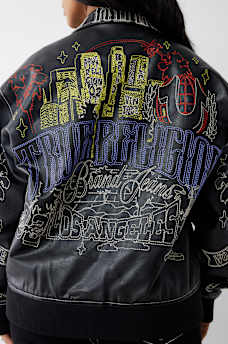 EMBROIDERED FAUX LEATHER JACKET, image 2