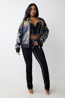 EMBROIDERED FAUX LEATHER JACKET, image 3