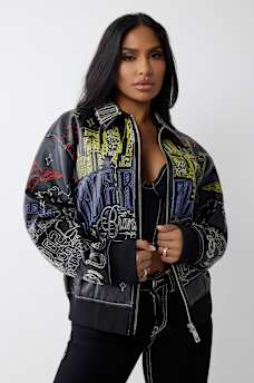 EMBROIDERED FAUX LEATHER JACKET, image 6