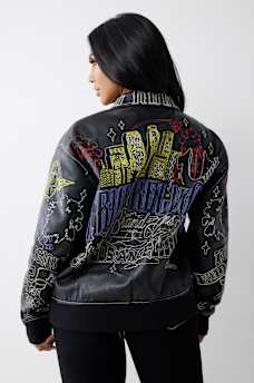 EMBROIDERED FAUX LEATHER JACKET, image 7