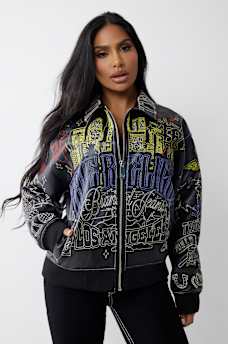 EMBROIDERED FAUX LEATHER JACKET, image 1