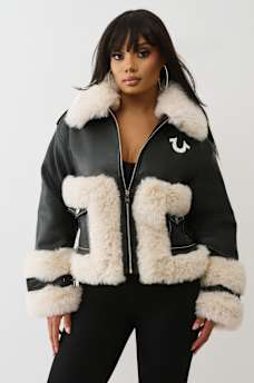 EMBROIDERED FAUX LEATHER FUR JACKET, image 2