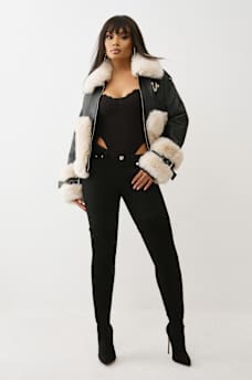 EMBROIDERED FAUX LEATHER FUR JACKET, image 3