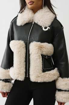 EMBROIDERED FAUX LEATHER FUR JACKET, image 4