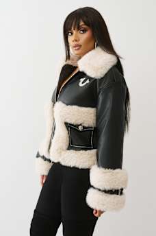 EMBROIDERED FAUX LEATHER FUR JACKET, image 5