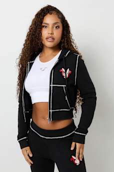 TRUE RELIGION X PLAYBOY CRYSTAL CROP ZIP HOODIE, image 4