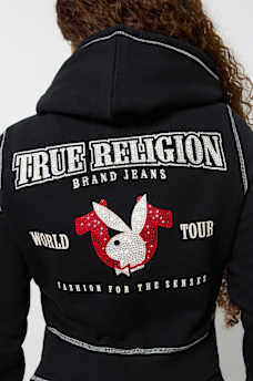 TRUE RELIGION X PLAYBOY CRYSTAL CROP ZIP HOODIE, image 1