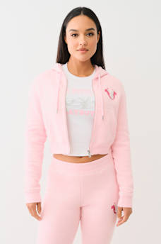 TRUE RELIGION X PLAYBOY CRYSTAL CROP ZIP HOODIE, image 6