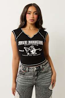 RIBBED WORLD TOUR NOTCH BABY TEE, image 1