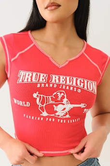 RIBBED WORLD TOUR NOTCH BABY TEE, image 1