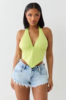 CRYSTAL PLUNGE HALTER TOP, image 1