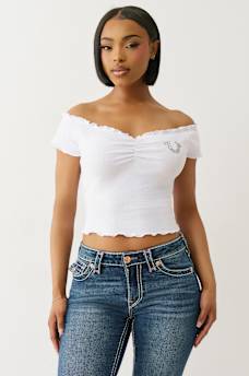 LETTUCE EDGE OFF-THE-SHOULDER TOP, image 1