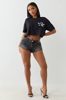 EMBROIDERED BUDDHA BOXY CROPPED TEE, image 2