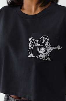 EMBROIDERED BUDDHA BOXY CROPPED TEE, image 5
